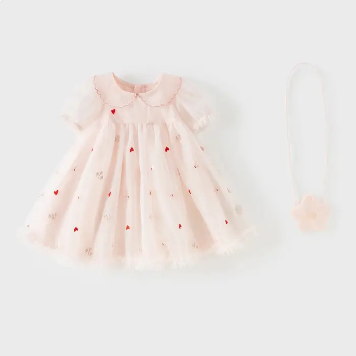 Robe en maille pour enfants Dave Bella, robe de princesse brodée, robe d'été à manches courtes pour 