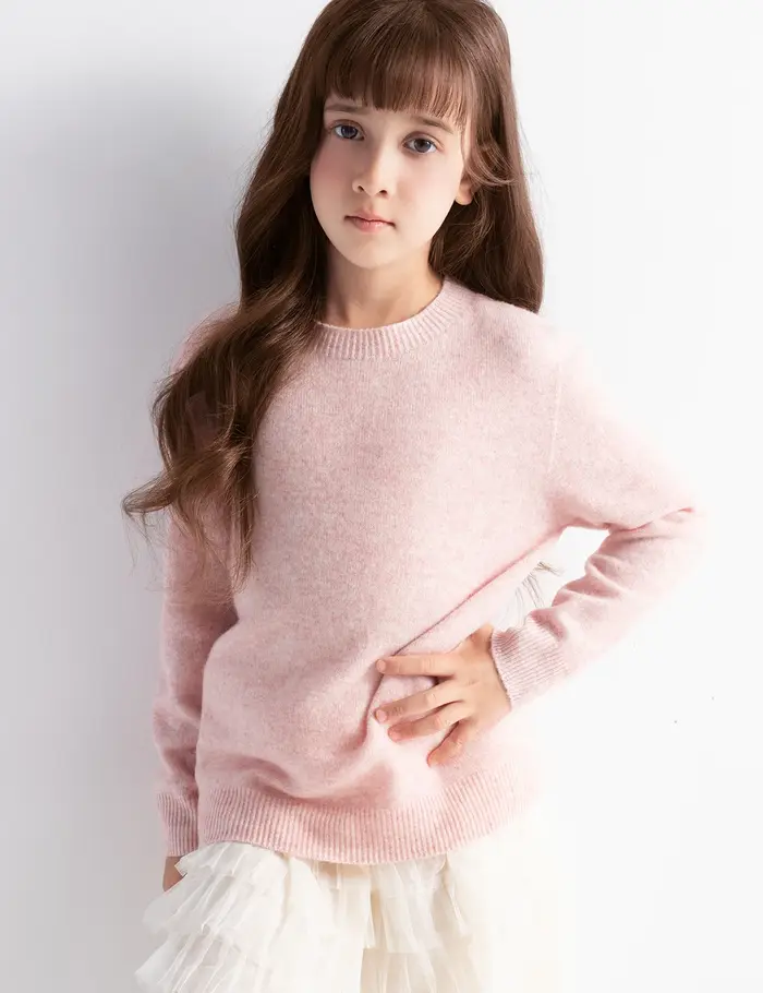 Pull en laine mérinos 100% pour garçons et filles, col rond, manches longues, sans couture, haut pou