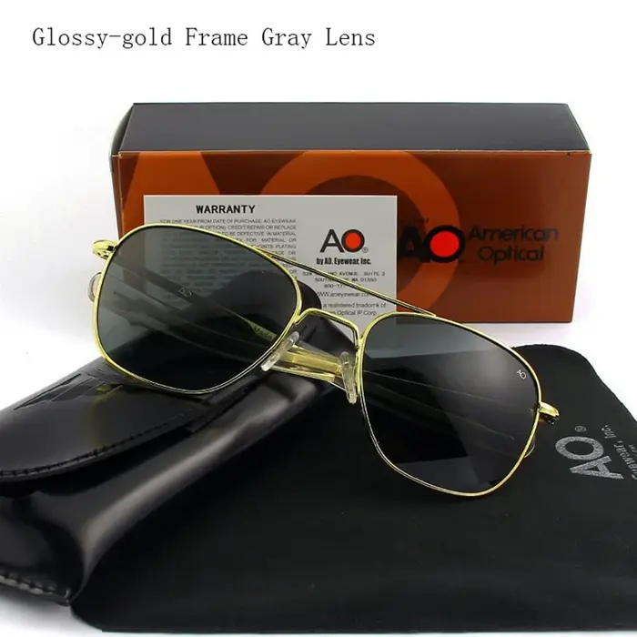 Top qualité armée américaine militaire pilote AO lunettes de soleil lentille en verre hommes marque 