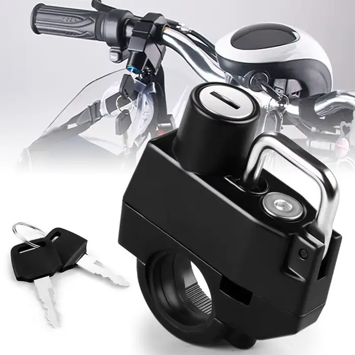 Serrure de casque antivol, dispositif de verrouillage, antirouille, fabrication soignée, taille comp