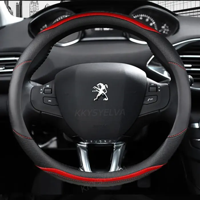 Housse de volant de voiture en Fiber de carbone + cuir, pour Peugeot 208 2012 ~ 2018 Peugeot 308 201