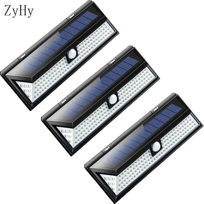 Applique murale solaire LED avec capteur extérieur, 118 lumières, 4400mAh, éclairage puissant, capte