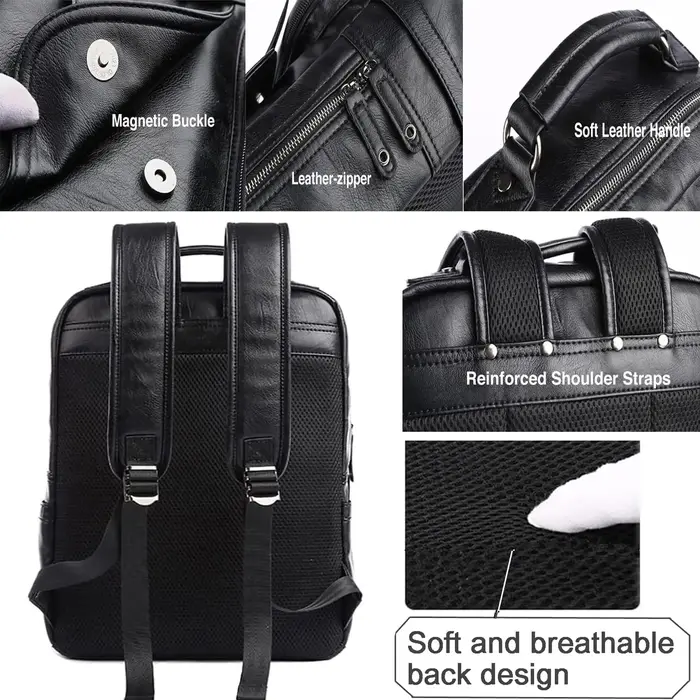 MOYYI-Sac à dos en cuir pour ordinateur portable pour homme, sac à dos de voyage étanche, sac d'affa