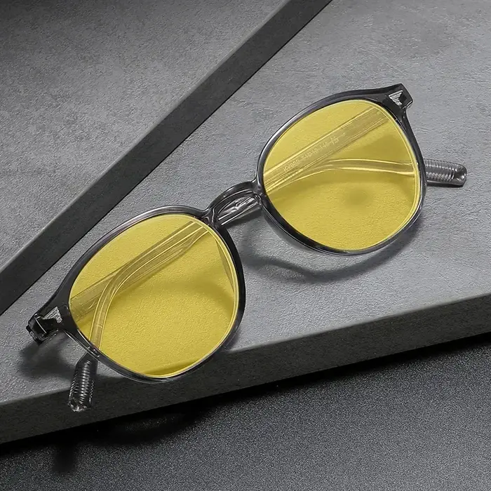 Lunettes de Vision nocturne à lentille jaune à monture ronde pour hommes et femmes, ultralégères, bl