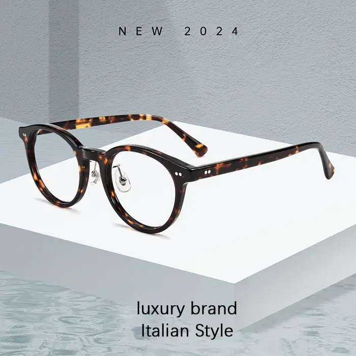 Monture de lunettes ronde Vintage en acétate pour hommes et femmes, rétro, tendance, décorative, mar