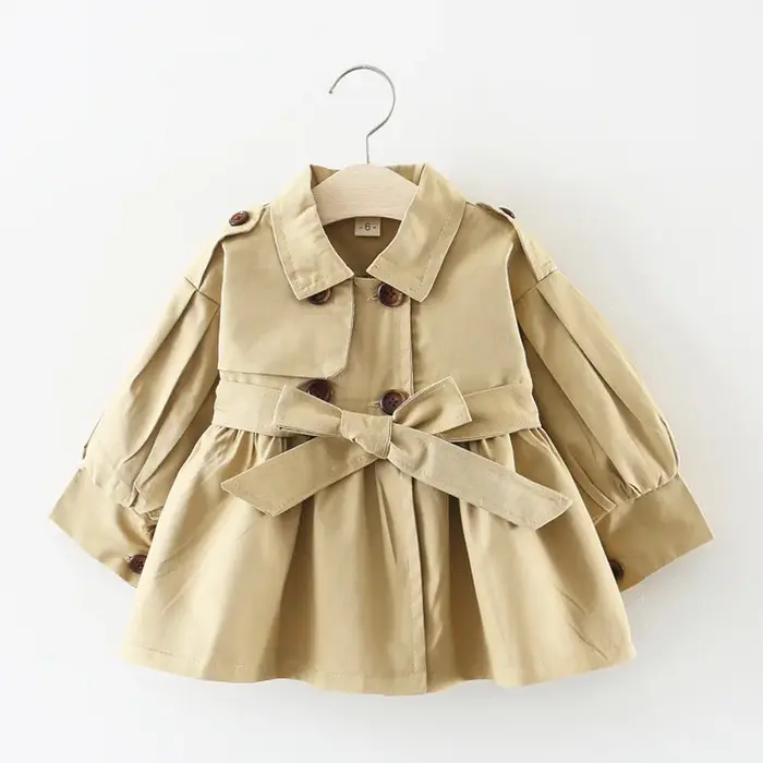 Trench manteau coton bébé fille automne printemps - Veste vêtement extérieur enfants mode pratique