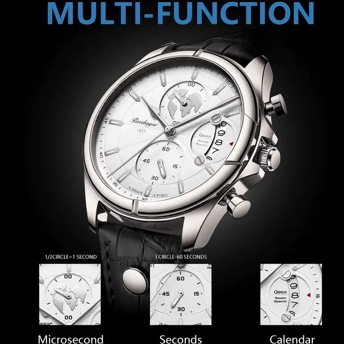 POEDAGAR luxe homme montre-bracelet chronographe Date étanche en cuir hommes montre décontracté Quar