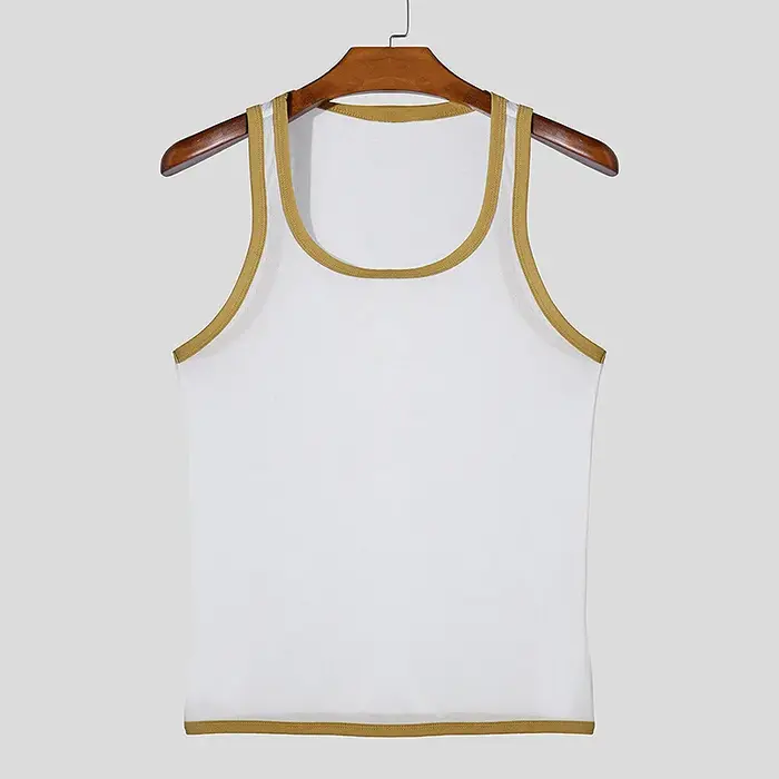 Nouveaux hommes maille débardeurs été 2025 Clubwear gilet décontracté col en U sans manches contrast