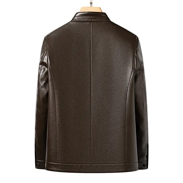 YN-2336 printemps et automne nouveaux hommes veste en cuir de mouton naturel col montant jeunesse Pr