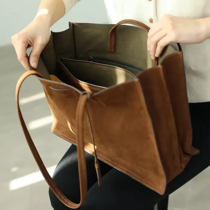 Fourre-tout rétro en cuir véritable pour femmes, sac à bandoulière souple de grande capacité adapté 