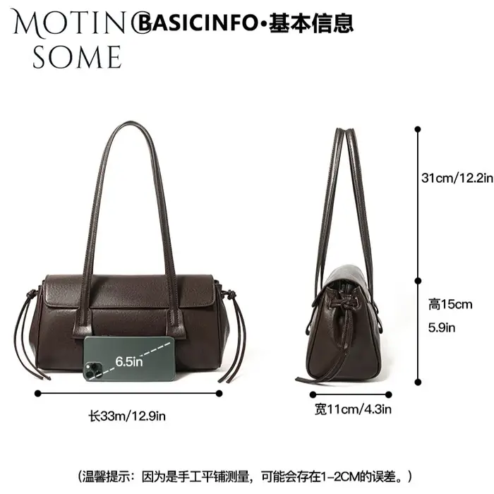 Motingsome Boston sac femmes sous les bras sac à main de luxe en cuir tanné végétal sac à main en pe