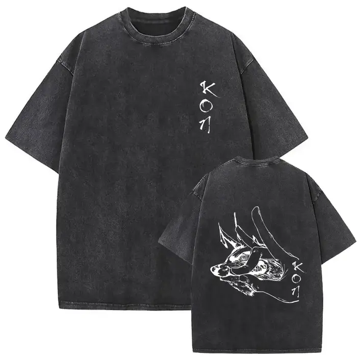 Anime tronçonneuse homme Vintage lavé T-shirt Hayakawa Aki invocation Kon Fox diable graphique T-shi