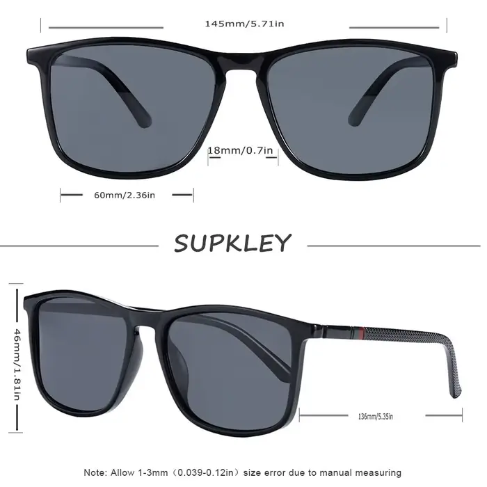 SUPKatteign- Lunettes de soleil de sport polarisées pour hommes, lunettes de soleil carrées pour hom