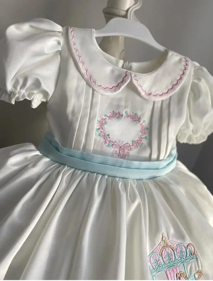 Robe d'été pour bébé fille de 0 à 12 ans, tenue de princesse turque blanche brodée, Vintage, pour an