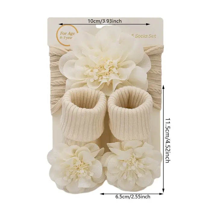 3 pièces/ensemble dentelle fleur bébé bandeaux chaussettes coton antidérapant cheville 0-12M bas lar