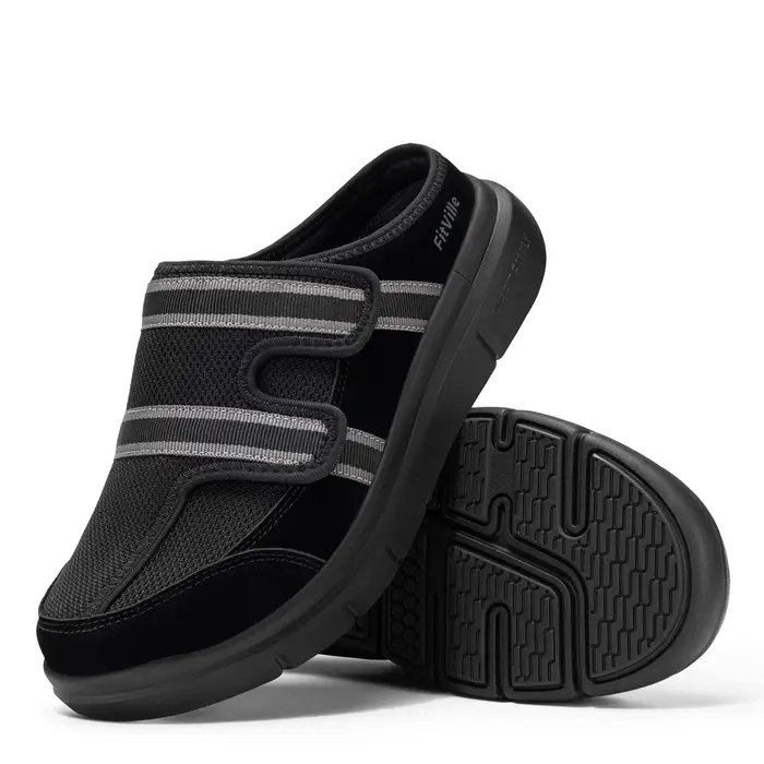 FitVille – pantoufles larges pour hommes, mules à enfiler avec sangle réglable pour pieds enflés, ch