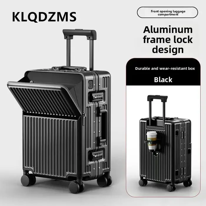 KLQDZMS valise multifonctionnelle ouverture avant valise d'embarquement boîtier de chariot pour ordi
