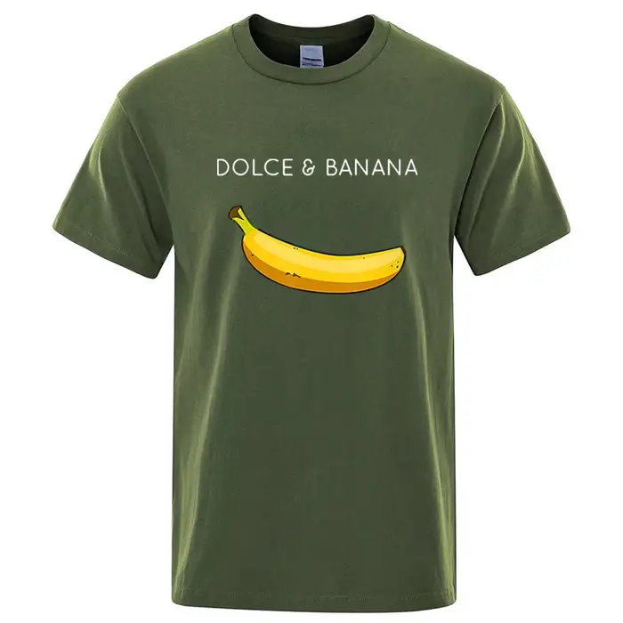T-shirt d'été à manches courtes et col rond pour homme, 100% coton, de haute qualité, imprimé banane