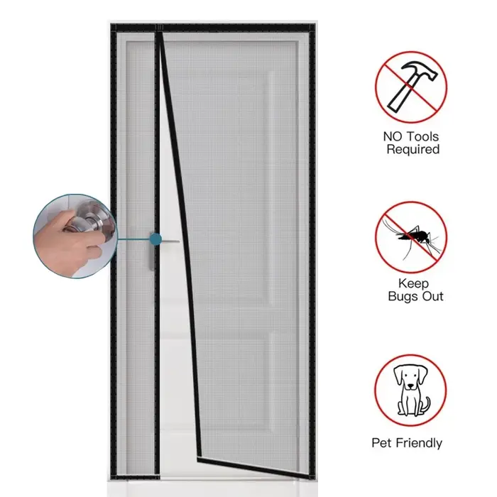 Écran de porte magnétique, taille personnalisée, moustiquaire, rideau, insectes volants, fermeture a