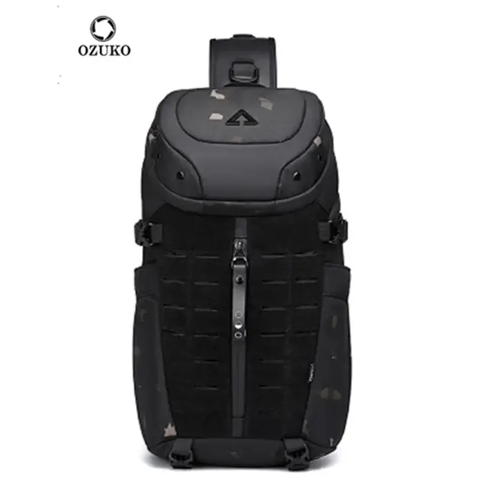 Ozuko-Sac à bandoulière étanche pour homme, sac de poitrine, sac à bandoulière antivol, USB, message