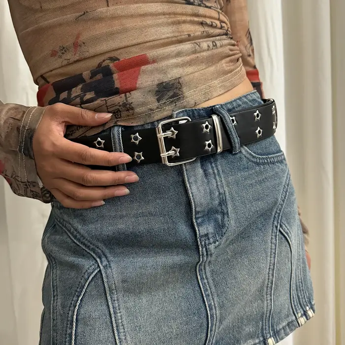 Ceinture femme grande taille Double trou hommes ceinture Punk Hip Hop Rock Style sous-culture Y2K ce