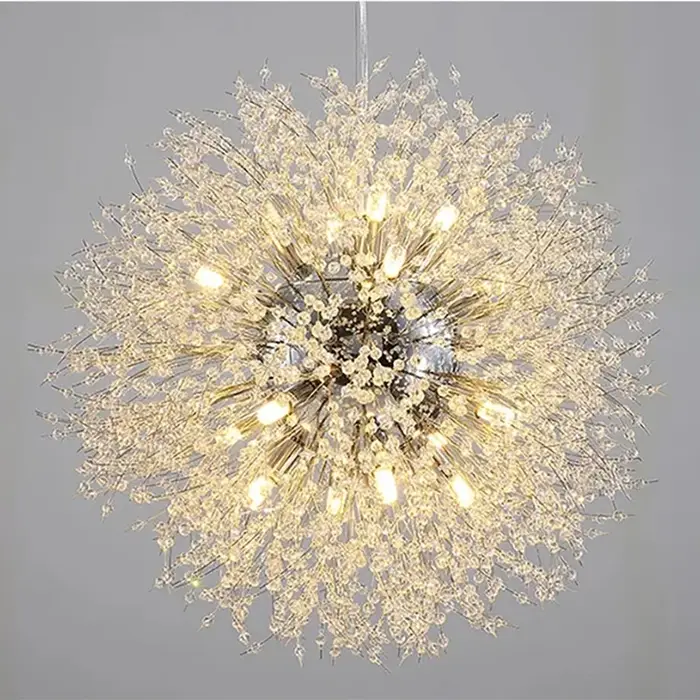 Lustre pissenlit doré moderne et luxueux, salon, salle à manger, chambre à coucher, étoile, boule de