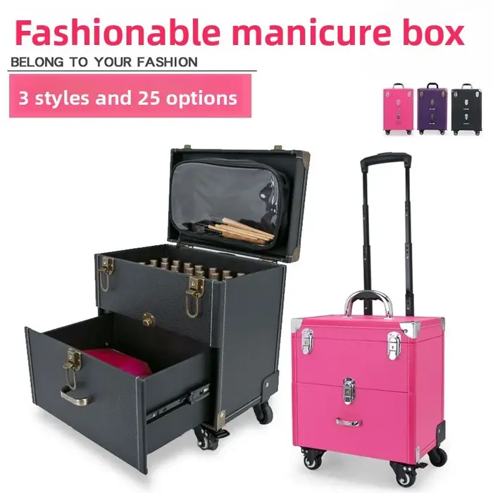 Trousse de tatouage professionnelle avec roulettes à frein pivotant, grande capacité, organiseur de 