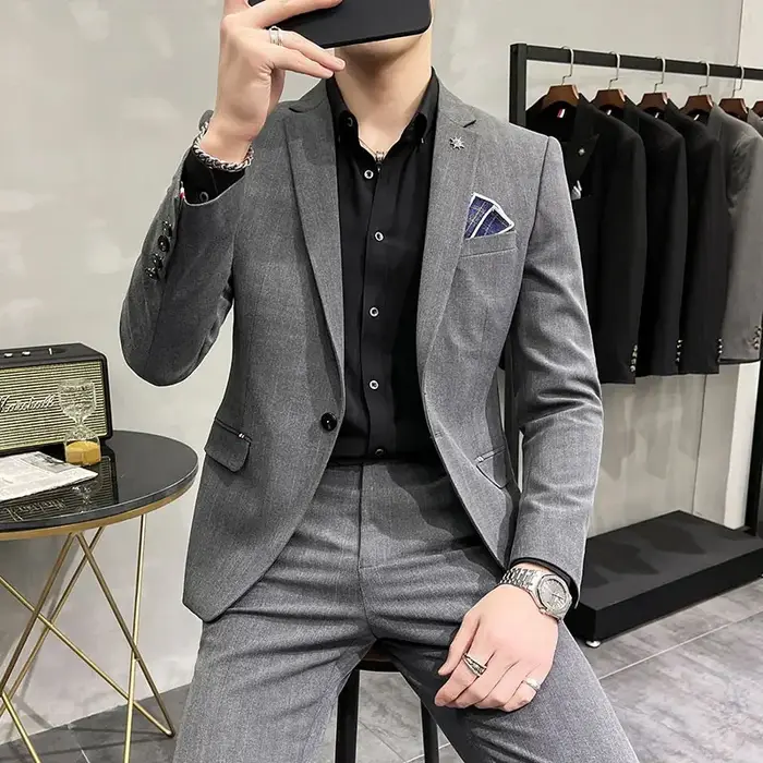 Costume de mariage deux pièces de haute qualité pour hommes, Costume de Banquet décontracté d'affair