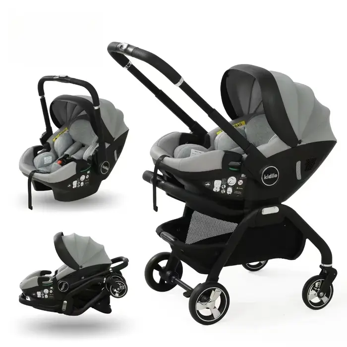Poussette bébé rose 4-en-1 neuve avec nacelle - Siège auto multifonction pliable livraison UE