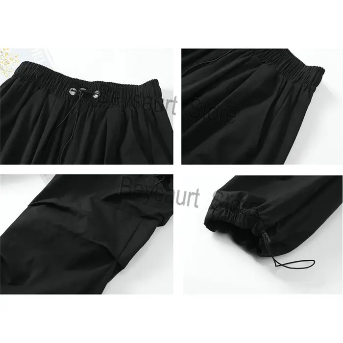 Streetwear 2024 printemps sarouel pantalons décontractés hommes taille élastique couleur unie Cargo 