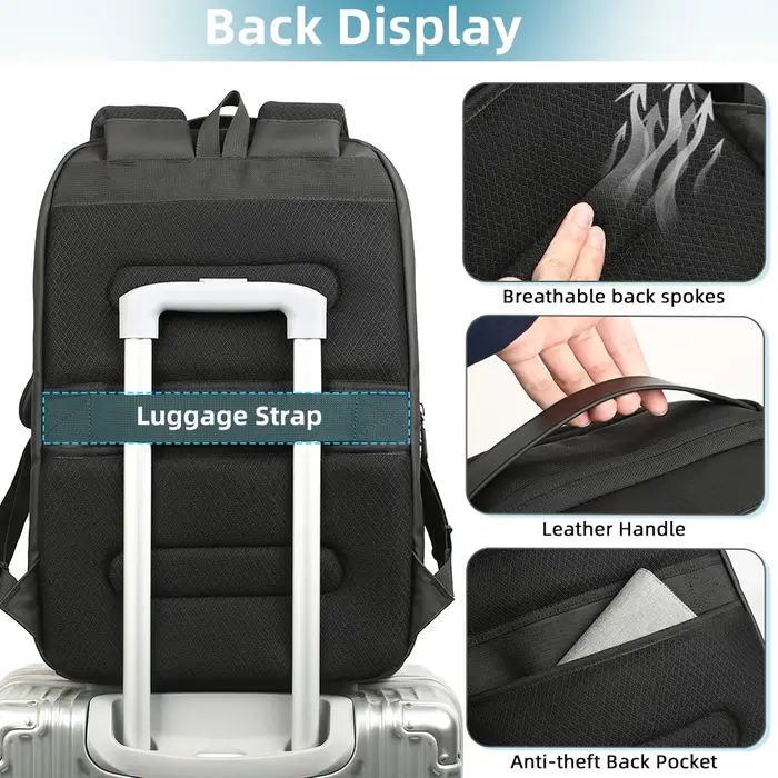 Heroic Knight-Sac à dos d'affaires étanche pour homme, sac de voyage pour ordinateur portable 17.3 "