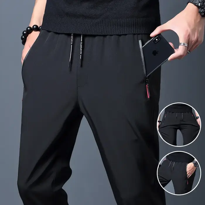 Pantalons décontractés pour hommes affaires Stretch coupe ajustée taille élastique survêtement corée