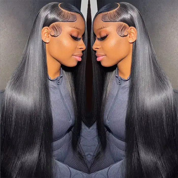 Perruque Lace Front Wig lisse brésilienne naturelle-Sophia, cheveux Remy, 13x6 HD, densité 200, 38 p