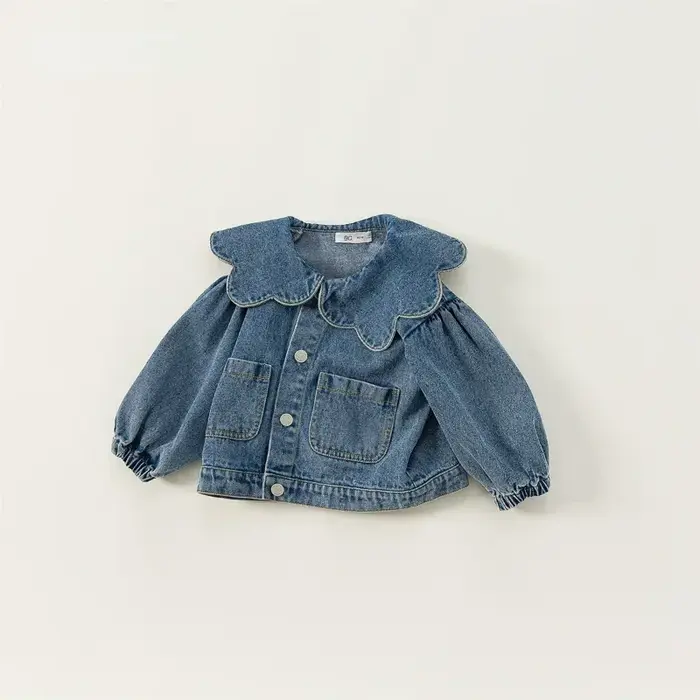 Manteau en denim de style coréen pour enfants, col à volants, manches longues, mode pour enfants, vê
