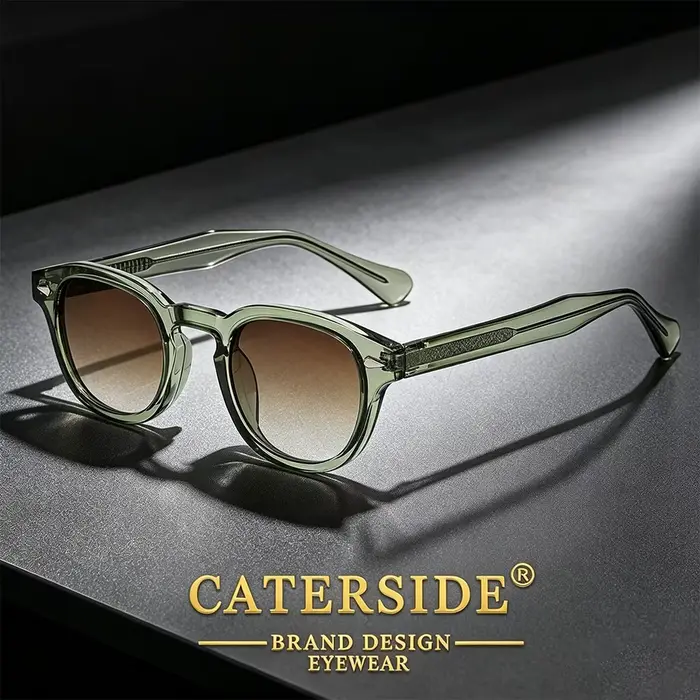 CATERSIDE rétro rond hommes lunettes de soleil Punk acide propionique broche Temple luxe