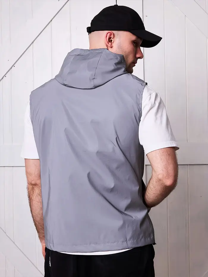 Gilet réfléchissant de nuit pour hommes, à capuche fine, mode décontractée, course en plein air, dan