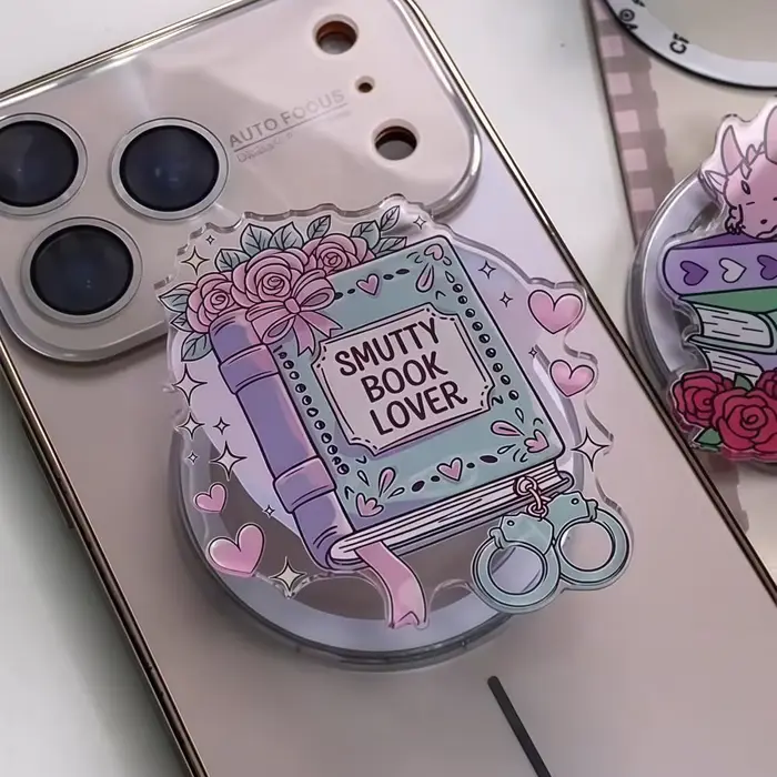 Support de téléphone en acrylique avec motifs dessin animé mignons fait main pour bureau ou décoration d'intérieur cadeau unique pour enfants et adultes