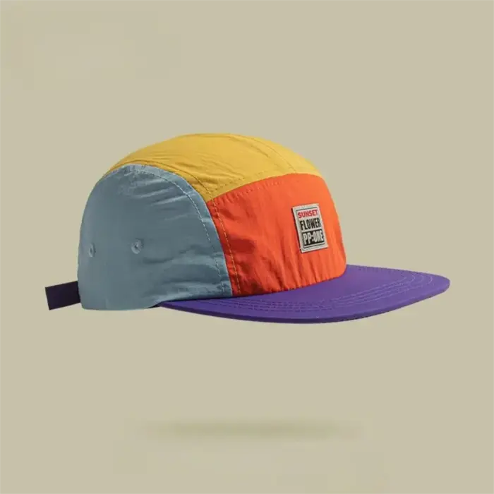 Casquettes de style hip-hop japonais rétro, casquette de baseball à 5 panneaux, visière plate fine, 