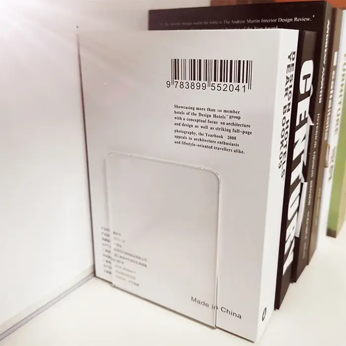Serre-livres en acrylique, étagère de rangement décorative de bureau