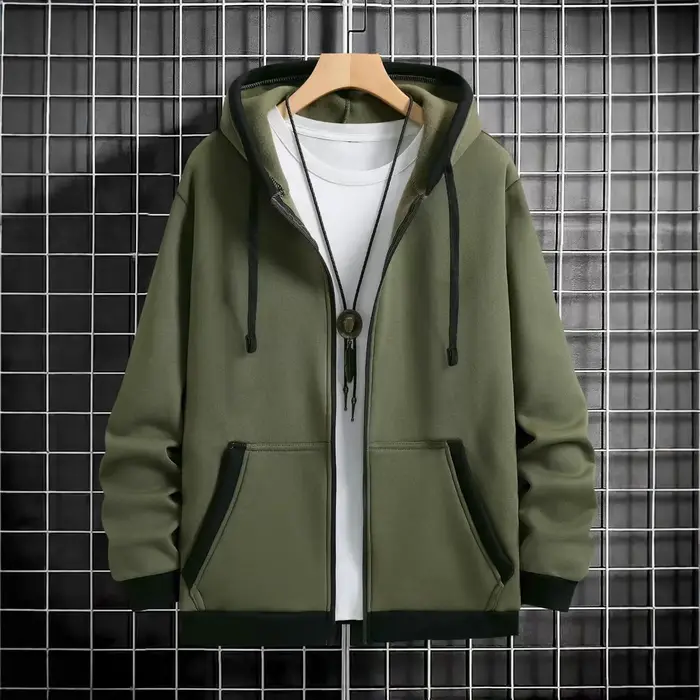 Cardigan épais à capuche et fermeture éclair pour homme, vêtement d'extérieur décontracté, sweat-shi