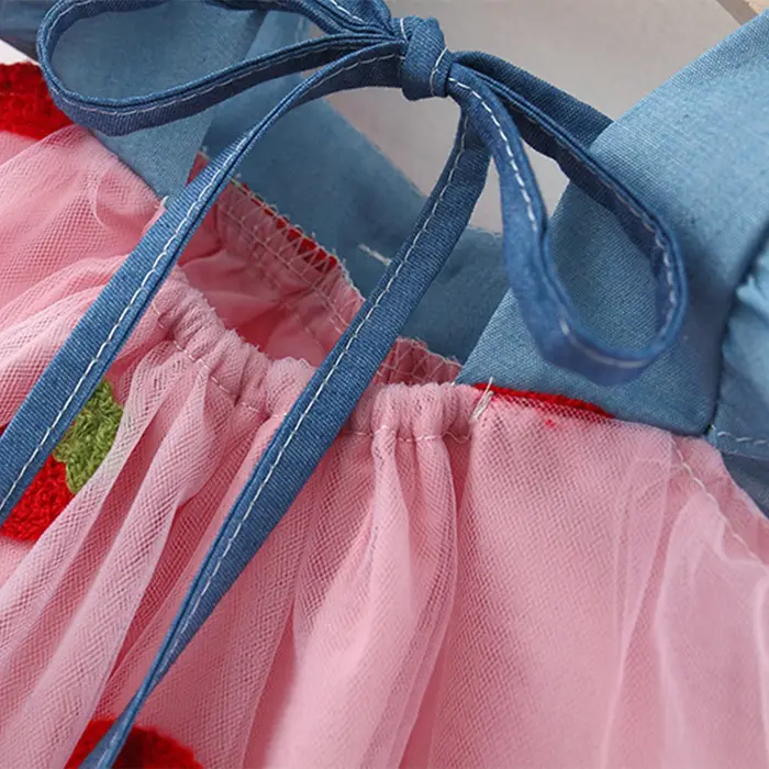 Robe d'été pour bébé fille, robe en maille cerise, robe de plage mignonne pour bébé fille, vêtements