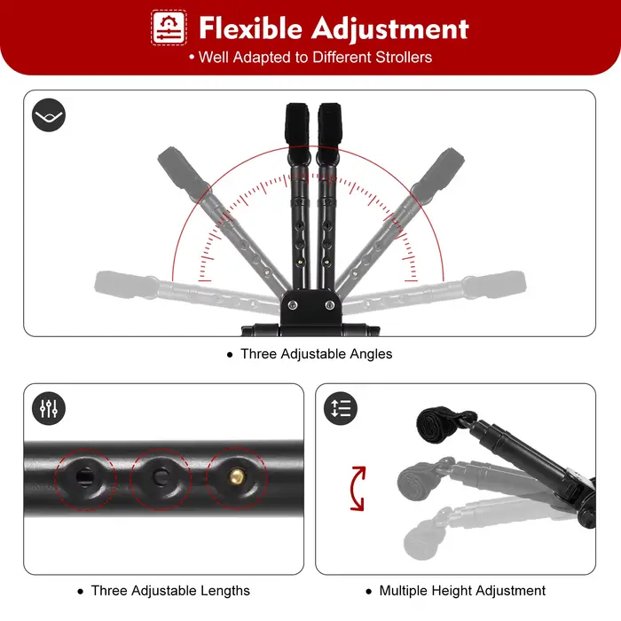Planche de poussette 2-en-1 avec siège, longueur et hauteur réglables, capacité de 25 kg, connecteur