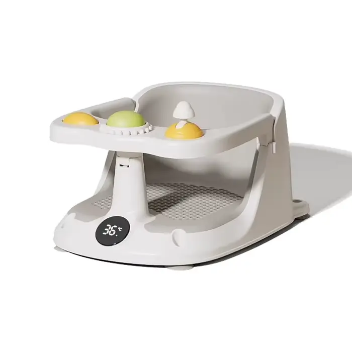 Siège de bain antidérapant en PVC pour bébé avec ventouses sécurisées et capteur de température pour bains sécurisés et ludiques de tout-petits occasions spéciales