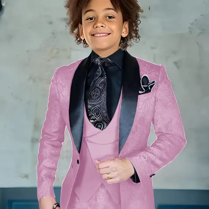 Costume Jacquard pour garçon, Blazer, gilet, pantalon, ensemble 3 pièces, Tuxedos de mariage pour en