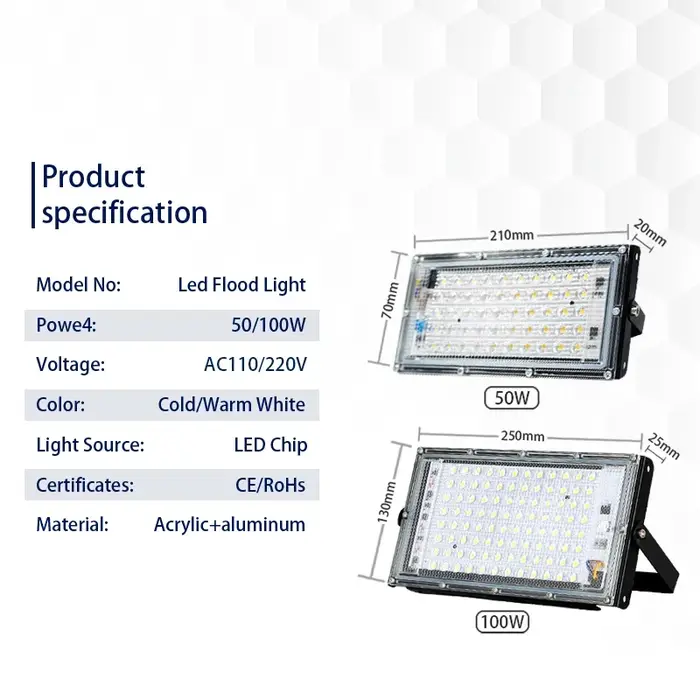 4 pcs/lot LED projecteur 100 W IP65 étanche 50 W 110 V 220 V projecteur extérieur projecteur LED lam
