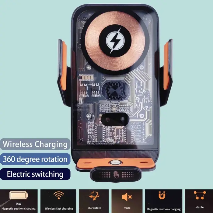 Support de téléphone portable pour voiture, chargeur sans fil 66W, Clip de ventilation Intelligent à