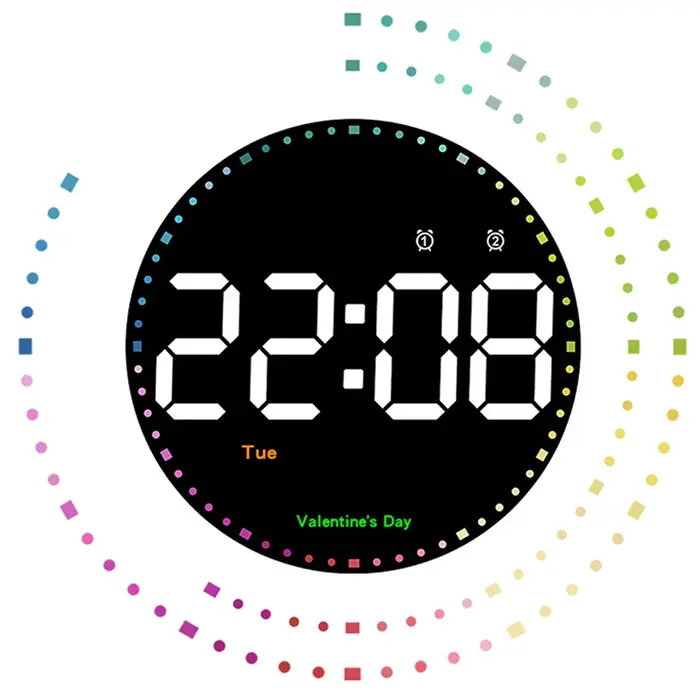 Horloge murale Led colorée avec télécommande de 10 pouces, pour la décoration de la maison, avec aff