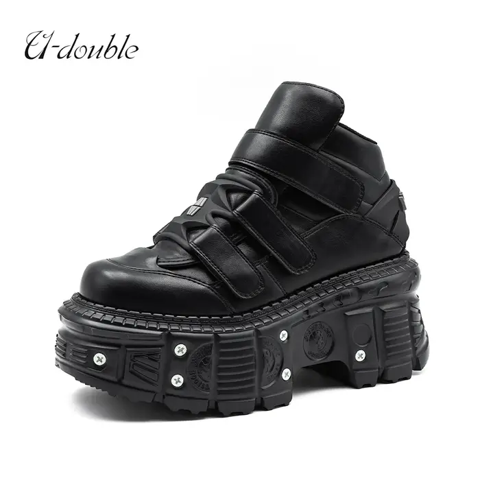 2026 nouveau Style Punk femmes chaussures à lacets talon hauteur 6CM plate-forme chaussures femme mé