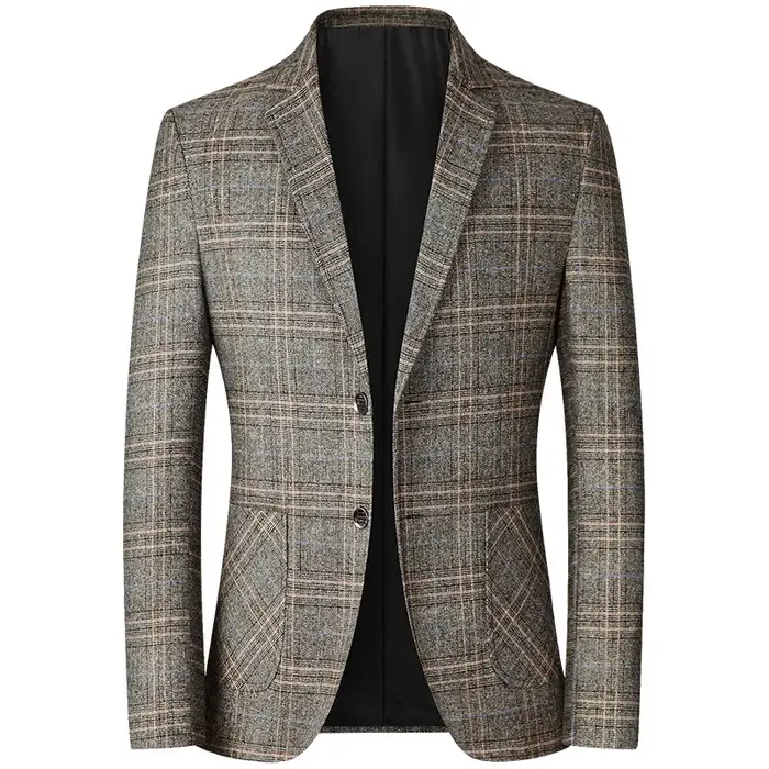 Blazer Homme Tendance Rayé avec Poches, Veste Décontractée Chic pour Homme, Col Rabattu Vintage, Man