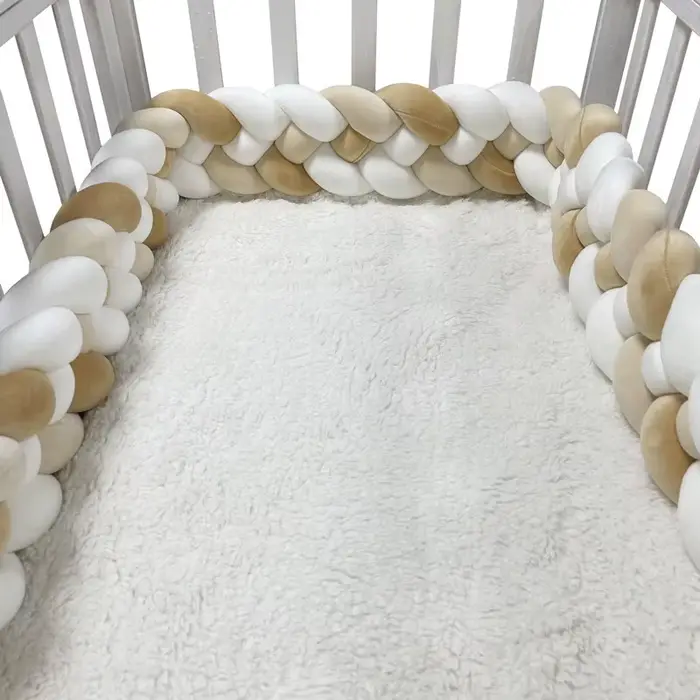Pare-chocs De berceau Tresse De Lit 4 noués 2-4M, tissu doux pour la peau, décor De chambre De bébé,